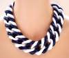 Mod Blue & White Plastic Link Necklace