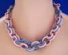 Vintage Blue & Pink Plastic Links Necklace