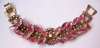 Vintage Pink Art Glass & AB Rhinestone Bracelet