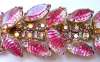 Vintage Pink Art Glass & AB Rhinestone Bracelet
