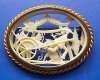 French Cutwork Celluloid Pin ~ Asian Rickshaw Scene
