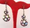 Aurora Borealis Rhinestone Ball Pierced Dangle Earrings