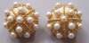 Vintage Faux Pearl & Domed Gold Tone Clip Earrings