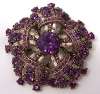 Hollycraft Large Brooch w/ Purple & Lavender