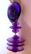 Huge Op Art Purple Lucite Dangle Earrings