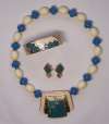 TRIFARI Blue & Cream Enameled Suite 
