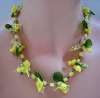 Vintage Venetian Yellow Glass Bird Necklace & Earring Set