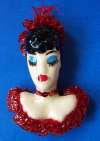 Elzac 1940s Saloon Dame Ceramic Face Pin