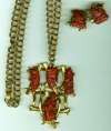 Colco Red Oriental Theme Necklace/Earring Set