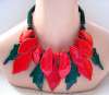 Ruby Z / Candace Loheed Ceramic Christmas Poinsettia Necklace