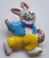 Flying Colors Ceramic Easter Bunny & Basket Pin