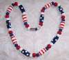 Flying Colors Red White & Blue Ceramic Beads Necklace