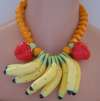 PARROT PEARLS Ceramic Carmen Miranda Banana Fruit Necklace