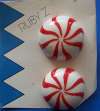 Ruby Z Red and White Peppermint Candy Earrings