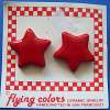 Flying Colors Ceramic Red Star Earrings on Card
