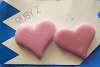 Vintage Rose Pink Ceramic Valentine Heart Earrings by Ruby Z