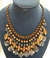 Vintage Drippy Brass & Glass Bib Necklace