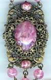Czech Deco Transitional Pink Art Glass Drop Necklace