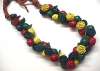 Wood Flower Cluster Dangly Necklace