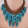Leo Glass ? Drippy Blue Glass Bead Bib Necklace