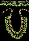 Edwardian Era Drippy Chartreuse Glass Bead Necklace & Bracelet