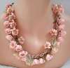 Vintage Peachy Pink Plastic Roses Necklace