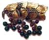 Brass & Glass Grape Leaves Brooch