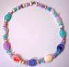 Lucite Plastic Marbled Pastel Bead Necklace