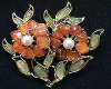 Swoboda Carnelian & Pearl Floral Bouquet Pin