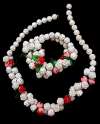Molded Plastic Roses Set ~ Imitation Ivory & Coral
