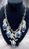 Celluloid White/Blue Flower Necklace