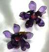 Lucite Resin Purple Flower Earrings