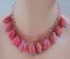 Vintage Celluloid Necklace ~  Pink Flower Buds ~ Fuschia ?