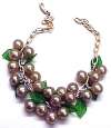 Pearlescent Grapes and Leaves Necklace