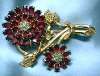 1940's Red Glass Flower Brooch