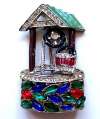Enameled & Rhinestone Wishing Well Pin