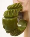 Fakelite Carved Green Hoop Earrings