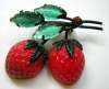 Vintage Austrian Glass Fruit Pin ~ Opaque Strawberry Pair