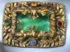 Sash Pin w/ Green Glass & Multi Stones