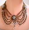 Brass & Crystal Drops Festoon Necklace