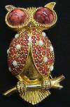 DeNicola Owl Pin with Pink Eye Stones