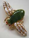 Swoboda Jade & Freshwater Pearl Insect Pin
