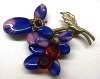 German Poured Art Glass Flower Brooch