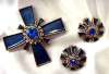 Har Blue Maltese Cross Brooch & Earring Set