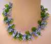 Vintage Venetian Glass Blue Icicles & Leaves Necklace