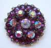 Vintage Purple Amethyst Glass Brooch