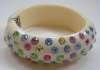 Weiss Style Cream Clamper Bracelet w/ Pastel Rhinestones