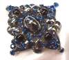 Juliana Tiered Blue & Hematite Brooch