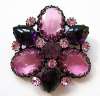 Schreiner Style Purple & Amethyst Glass Brooch ~ Japanned