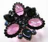 Schreiner Style Purple & Amethyst Glass Brooch ~ Japanned